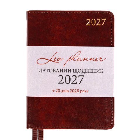 Щоденник діловий А5 Leo Planner датований 2027 "Aldento", інтегральний, червоний, 368 сторінок 252731 фото