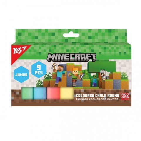 Крейда кольорова Yes "Minecraft", 9 штук, JUMBO 400561 фото