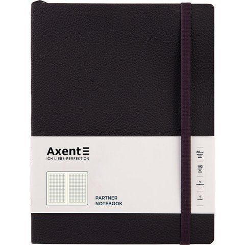 Книга записна Partner Soft L, 190*250, 96 арк, кліт, чорна 8615-01-A фото