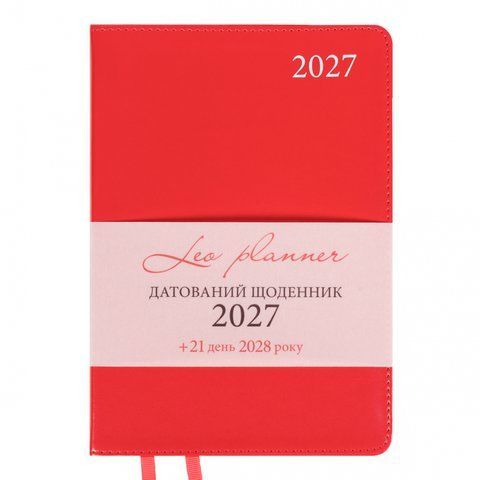 Щоденник діловий А5 Leo Planner датований 2027 "Aldento", інтегральний, червоний, 368 сторінок 252731 фото
