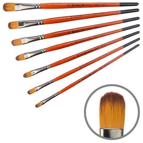Пензель синтетика овальна Carrot 1097FR № 4 коротка ручка KOLOS 4823064901528 фото