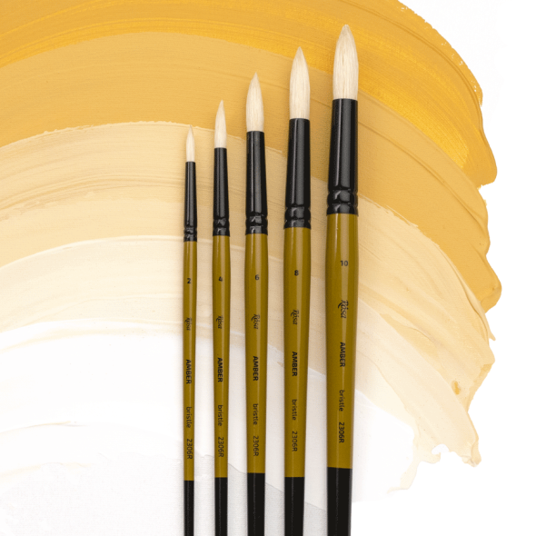Пензель щетина кругла AMBER 2306R №10 довга ручка ROSA 4823098533245 фото