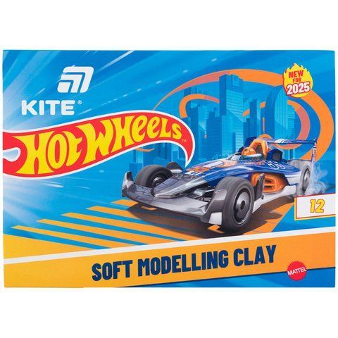 Пластилін восковий Kite Hot Wheels HW25-1086-1, 12 кольорів, 240 г HW25-1086-1 фото