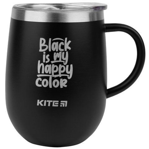 Термокружка 360 мл чорна Black is my happy color K22-378-01-2 фото