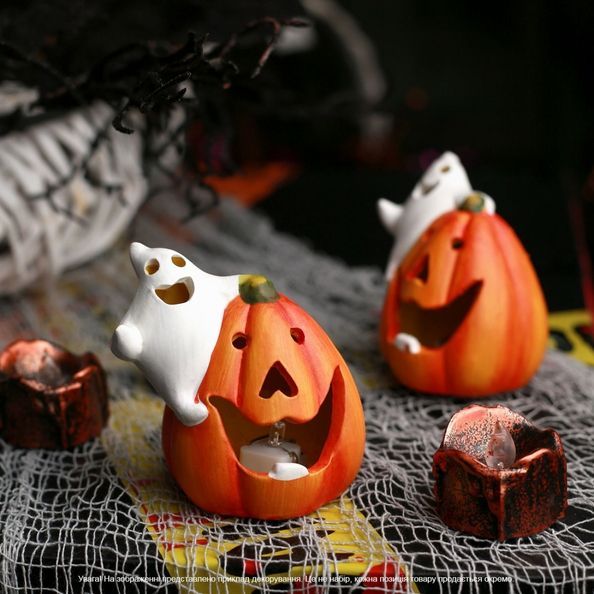 Статуетка Yes! Fun Хелловін "Pumpkin and ghost", 8 см, LED 974190 фото