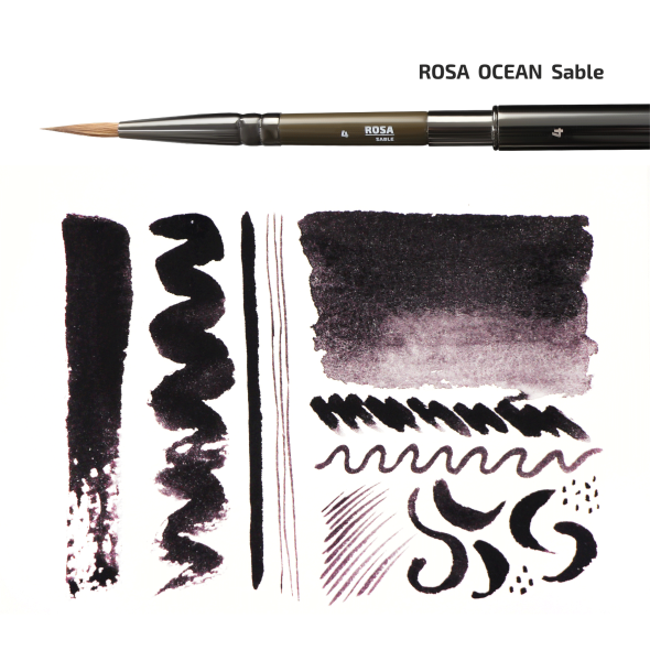 Пензель соболь круглий TRAVEL BRUSH OCEAN 168 № 4 коротка ручка ROSA 4823098516798 фото