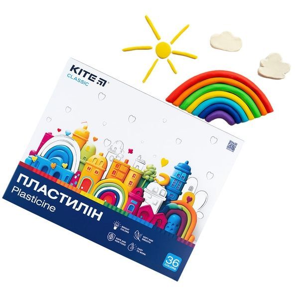 Пластилін Kite Classic K-078, 36 кольорів, 720 г K-078 фото