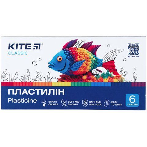 Пластилін Kite Classic K-081, 6 кольорів, 120 г K-081 фото