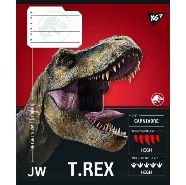 Зошит учнівський загальний Yes JURASSIC WORLD Strength and Power А5 48 аркушів лінія ( 5шт ) 767673 фото