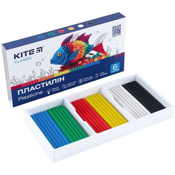 Пластилін Kite Classic K-081, 6 кольорів, 120 г K-081 фото