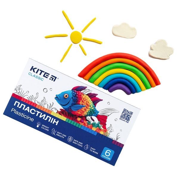 Пластилін Kite Classic K-081, 6 кольорів, 120 г K-081 фото
