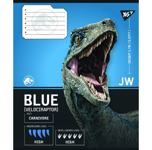 Зошит учнівський загальний Yes JURASSIC WORLD Strength and Power А5 48 аркушів клітинка ( 5шт ) 767672 фото