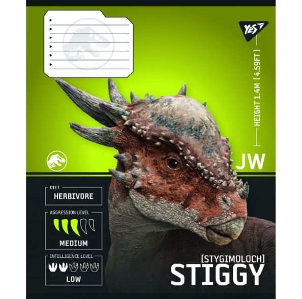 Зошит учнівський загальний Yes JURASSIC WORLD Strength and Power А5 48 аркушів клітинка ( 5шт ) 767672 фото