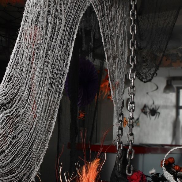 Тканина сітчаста Yes! Fun Хелловін "Creepy Cloth", 76*270см, сіра 973670 фото