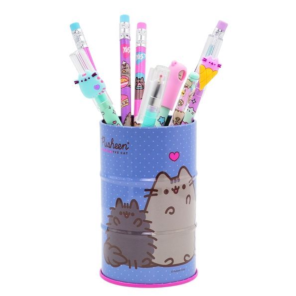 Стакан-підставка бочка Yes "Pusheen" метал, блакитний 708377 фото