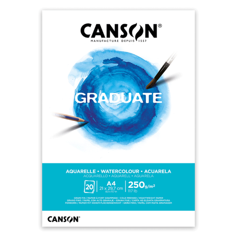 Склейка паперу для акварелі GRADUATE А4 (21х29,7см) 250г/м2 20л середнє зерно Canson 3148950021151 фото