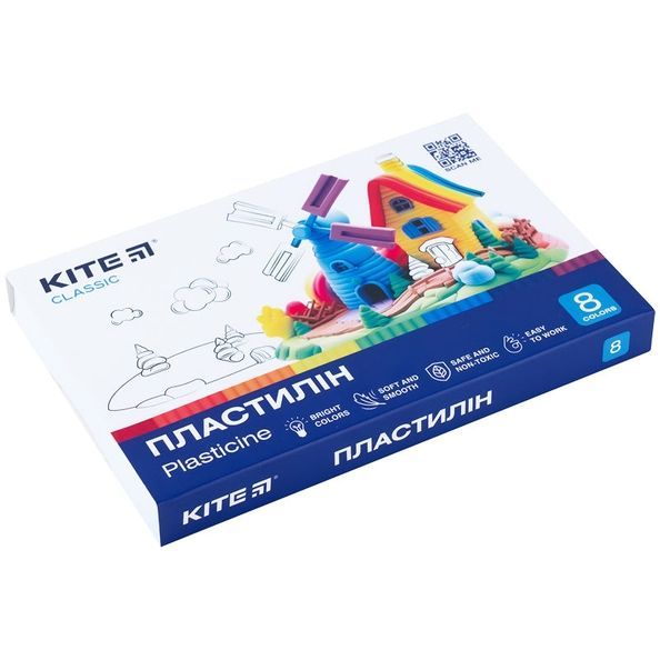 Пластилін Kite Classic K-082, 8 кольорів, 160 г K-082 фото