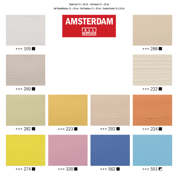 Набір акрилових фарб, AMSTERDAM PASTELS, 12*20 мл, Royal Talens 17820601 фото