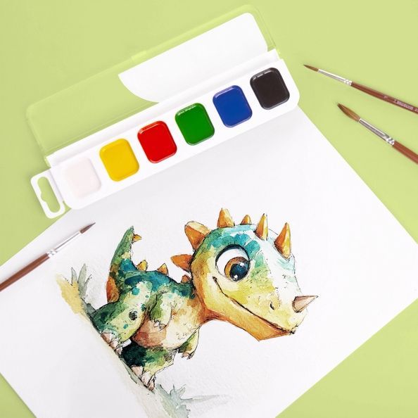 Фарби акварельні Yes Jurassic World.Kids 6 кол. медові б/п 110314 фото