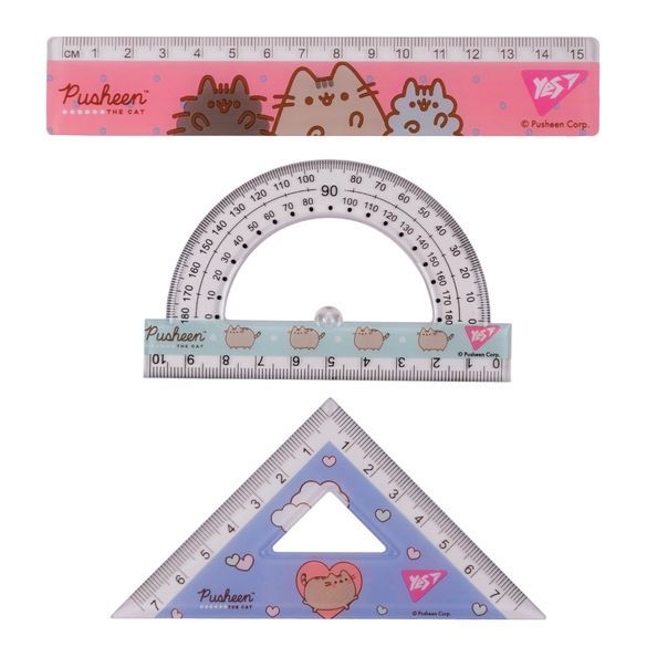 Набір лінійок Yes (3 предмети) "Pusheen", лінійка 15 см 370688 фото
