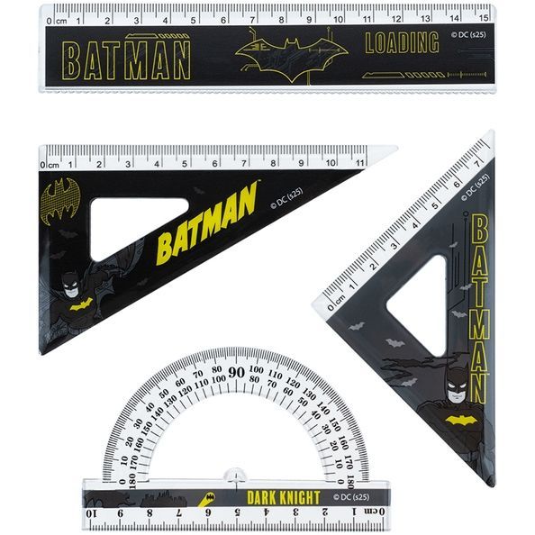 Набір: лінійка 15 см, 2 косинця, транспортир Kite DC Comics DC25-282 DC25-282 фото