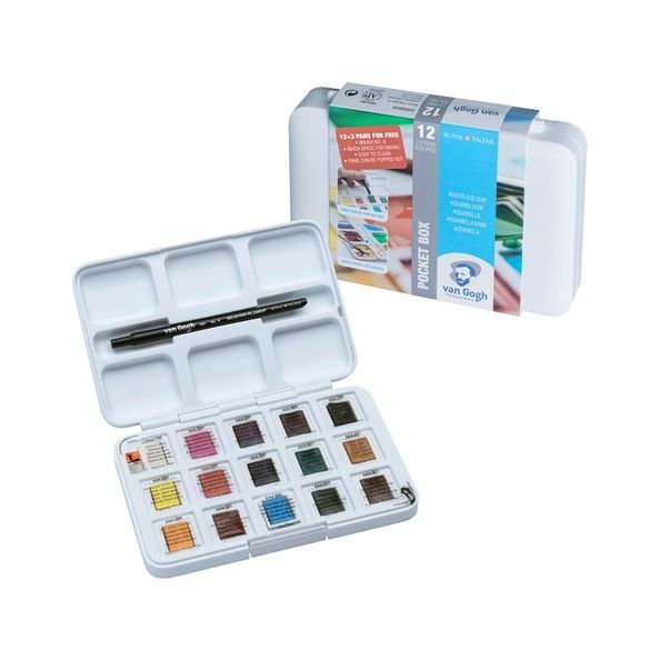Набір акварельних фарб, VAN GOGH, Pocket box, 12 кювет+3 БЕЗКОШТОВНО, Royal Talens 20808632 фото