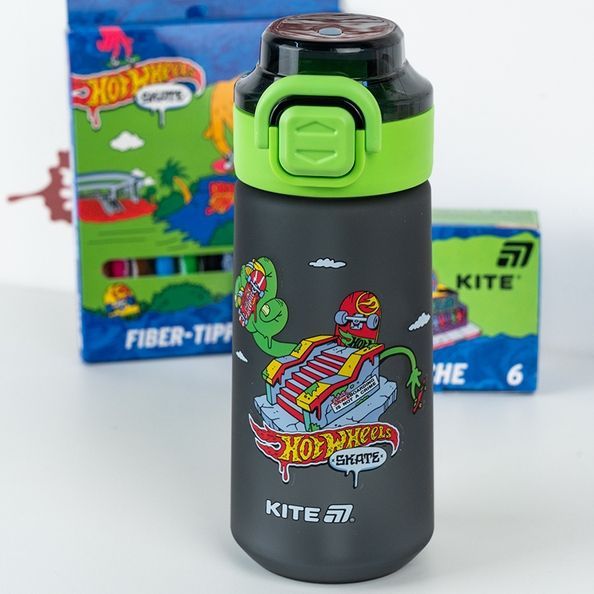 Пляшечка для води Kite Hot Wheels HW25-1213, 560 мл, чорна HW25-1213 фото