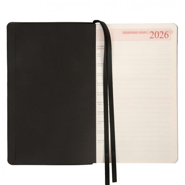 Щоденник 12х20 см Leo Planner датований 2026 "Glory", м'який, чорний, 352 сторінки 252632 фото