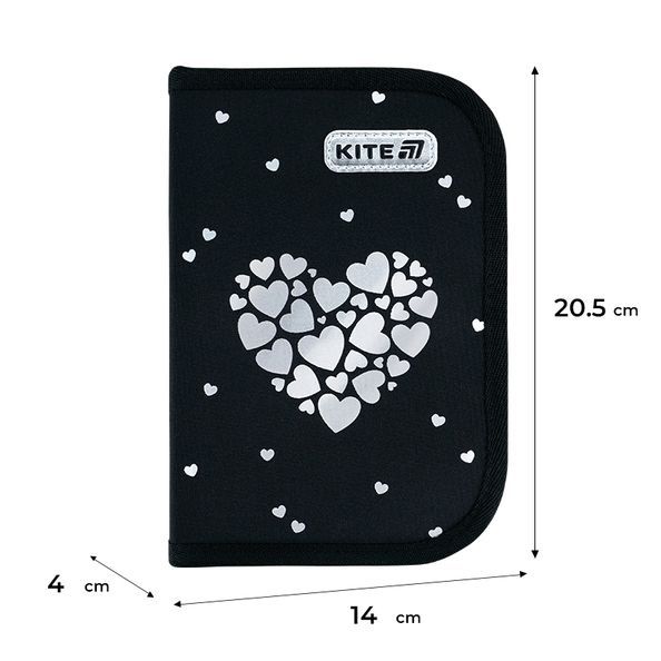 Пенал Kite 1 від., 2 відв., з наповненням 622H Black&Silver K26-622H-5 фото