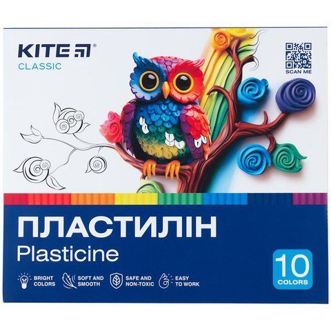 Пластилін Kite Classic K-084, 10 кольорів, 200 г K-084 фото