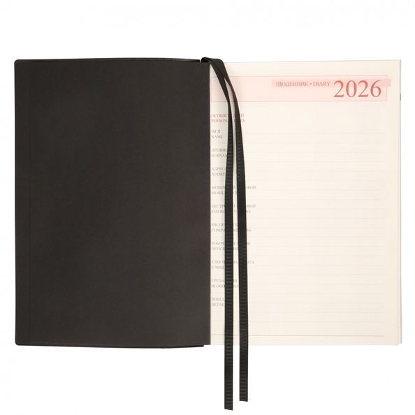 Щоденник А5 Leo Planner датований 2026 "Velvet", м'який, чорний, 368 сторінок 252638 фото