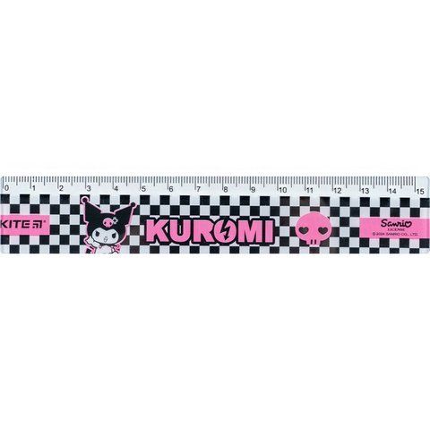 Лінійка пластикова Kite Kuromi HK24-090-1, 15 см HK24-090-1 фото