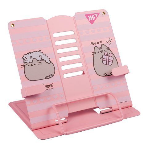 Підставка для книг з додатковими фіксаторами Yes "Pusheen", метал, рожева 470519 фото