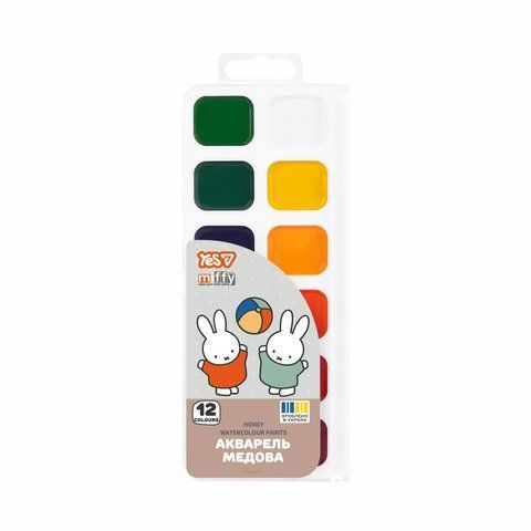 Фарби акварельні Yes Miffy 12 кол. медові б/п 110319 фото