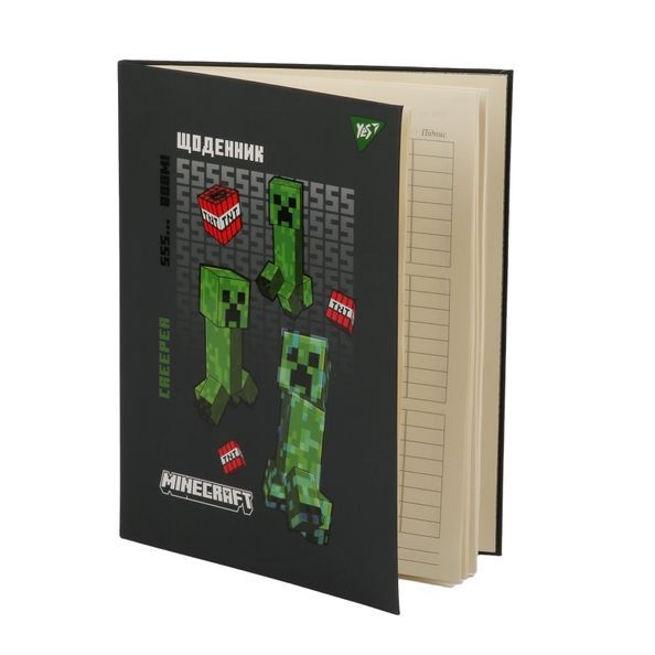 Щоденник шкільний YES твердий Minecraft Creeper, A5, 40 аркушів 911639 фото