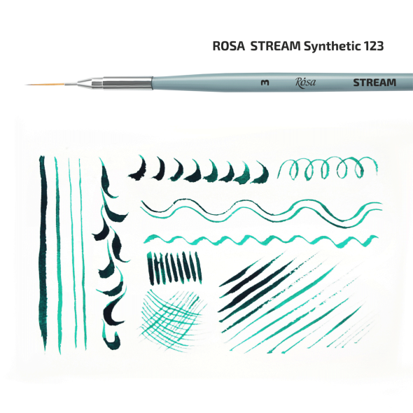 Пензель синтетика кругла лайнер STREAM 123/7 № 3 коротка ручка ROSA 4823098516972 фото
