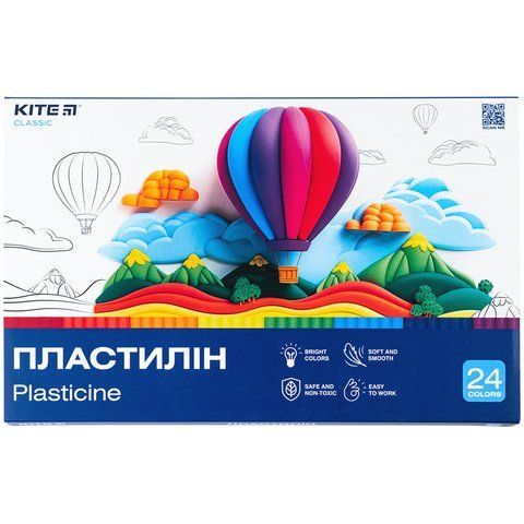 Пластилін Kite Classic K-089, 24 кольори, 480 г K-089 фото