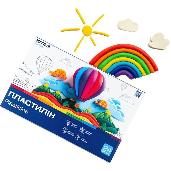 Пластилін Kite Classic K-089, 24 кольори, 480 г K-089 фото