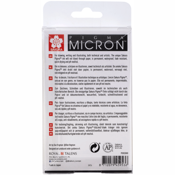 Набір лінерів PIGMA MICRON 8 шт., Чорний, Sakura POXSDK8 фото