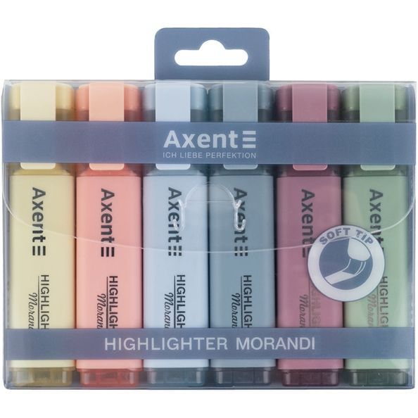 Маркер Axent Highlighter 2537-60-A, 1-5 мм, клиноподібний, набір, morandi 2537-60-A фото