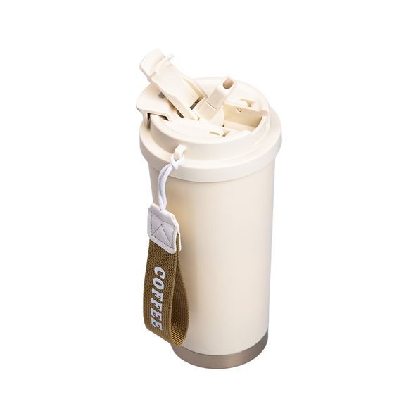 Термочашка Coffee 500 мл з ремінцем, бежевий HP-14-17BE фото