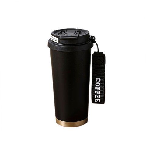 Термочашка Coffee 500 мл з ремінцем, чорний HP-14-17B фото