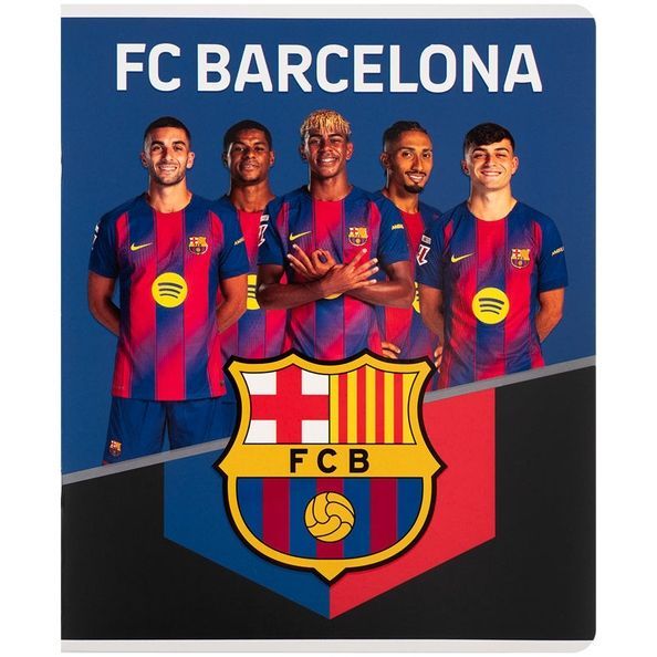 Зошит шкільний Kite 24 арк., клітинка, софт тач + УФ лак, FC Barcelona (5шт.) BC26-238 фото