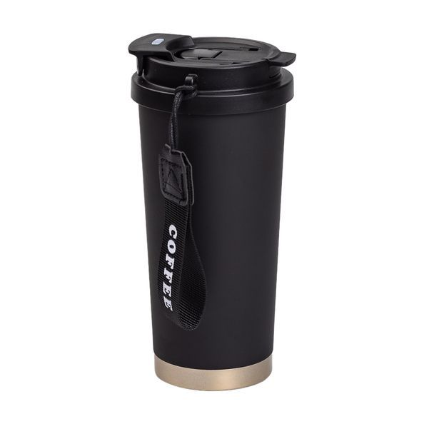 Термочашка Coffee 500 мл з ремінцем, чорний HP-14-17B фото