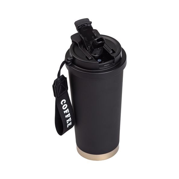 Термочашка Coffee 500 мл з ремінцем, чорний HP-14-17B фото