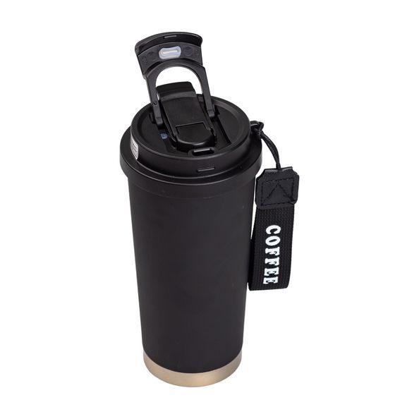 Термочашка Coffee 500 мл з ремінцем, чорний HP-14-17B фото