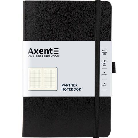 Книга записна Partner, 125*195, 96арк, кліт, чорн 8201-01-A фото