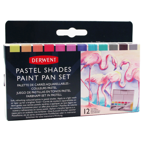Набір Pastel Shades Paint Pan 12 кольорів + пензель з резервуаром Derwent 5028252620338 фото