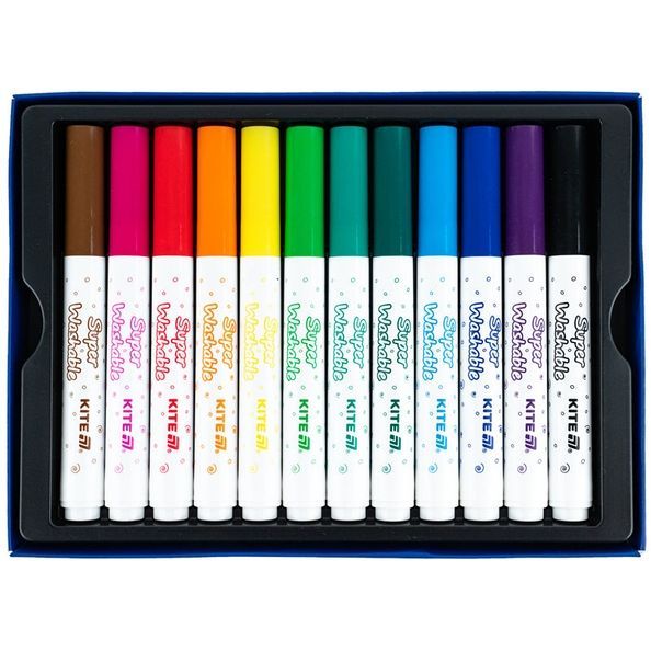 Фломастери Kite Creative Superwashable Jumbo K-1155, 12 кольорів K-1155 фото