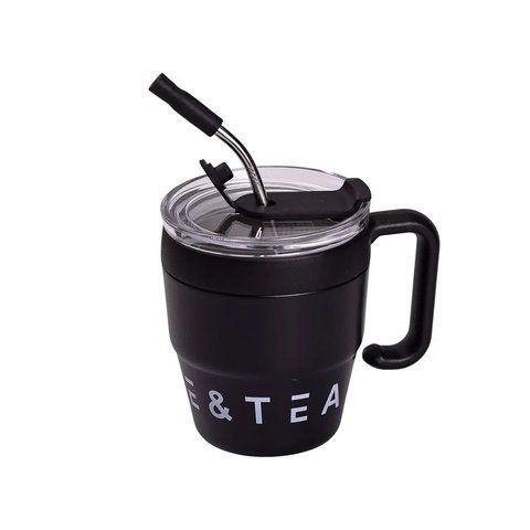 Термочашка Coffee & Tea 480 мл з трубочкою і подвійним відкриванням, чорний HP-14-23B фото